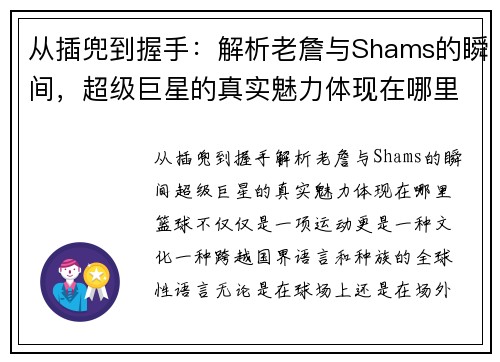 从插兜到握手：解析老詹与Shams的瞬间，超级巨星的真实魅力体现在哪里？